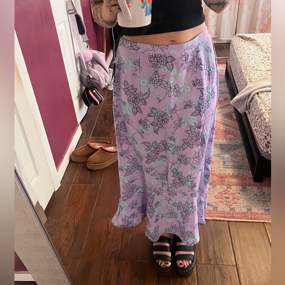 Vintage pastel purple floral maxi skirt NWT
